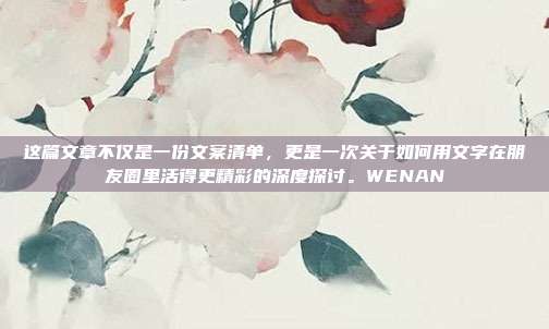 这篇文章不仅是一份文案清单，更是一次关于如何用文字在朋友圈里活得更精彩的深度探讨。WENAN