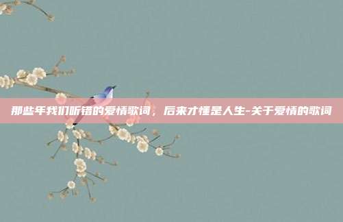 那些年我们听错的爱情歌词,后来才懂是人生-关于爱情的歌词
