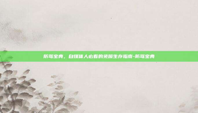 防骂宝典,自媒体人必看的免喷生存指南-防骂宝典