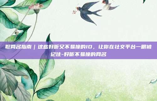 取网名指南｜这些好听又不易撞的ID，让你在社交平台一眼被记住-好听不易撞的网名