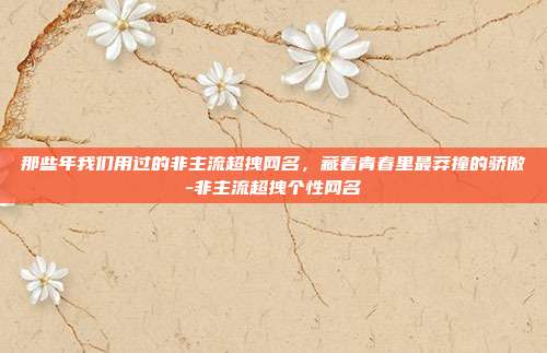 那些年我们用过的非主流超拽网名，藏着青春里最莽撞的骄傲-非主流超拽个性网名