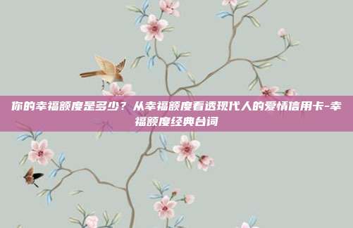 你的幸福额度是多少？从幸福额度看透现代人的爱情信用卡-幸福额度经典台词