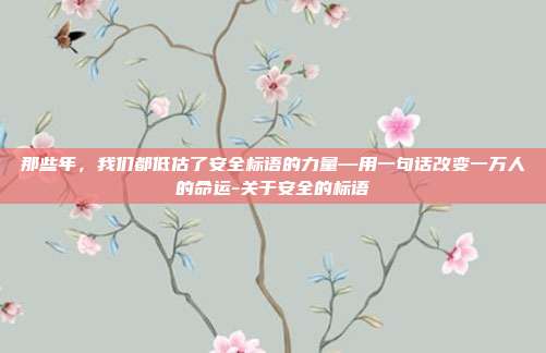 那些年,我们都低估了安全标语的力量—用一句话改变一万人的命运-关于安全的标语
