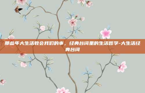 那些年大生活教会我们的事，经典台词里的生活哲学-大生活经典台词
