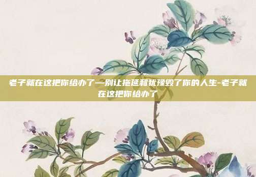 老子就在这把你给办了—别让拖延和犹豫毁了你的人生-老子就在这把你给办了