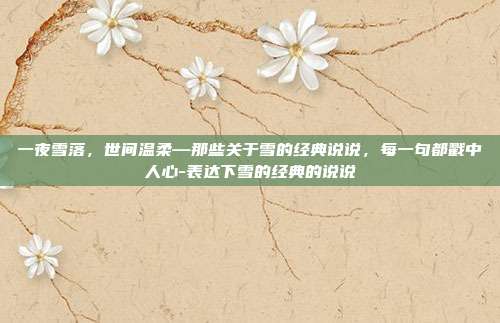 一夜雪落，世间温柔—那些关于雪的经典说说，每一句都戳中人心-表达下雪的经典的说说