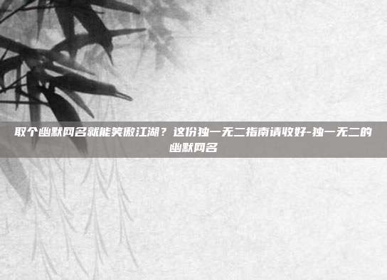取个幽默网名就能笑傲江湖？这份独一无二指南请收好-独一无二的幽默网名
