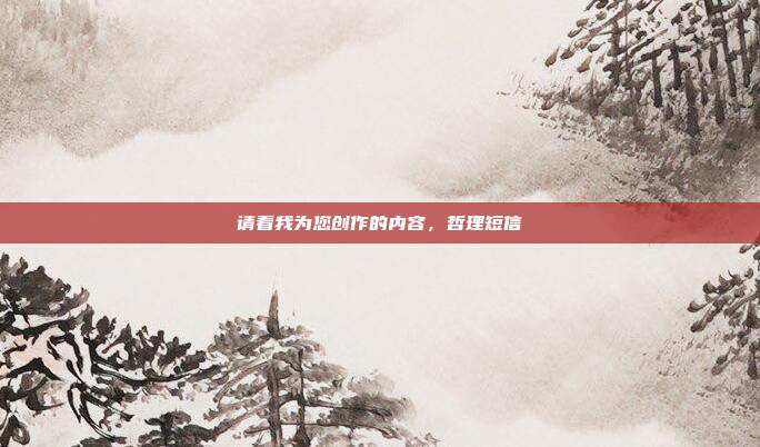 请看我为您创作的内容，哲理短信