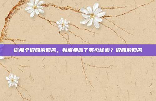 你那个很嗨的网名，到底暴露了多少秘密？很嗨的网名