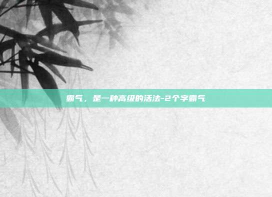 霸气，是一种高级的活法-2个字霸气