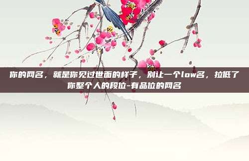 你的网名，就是你见过世面的样子，别让一个low名，拉低了你整个人的段位-有品位的网名