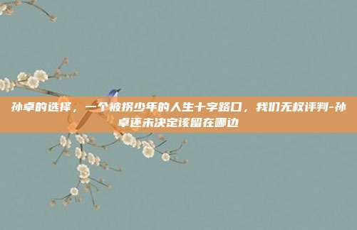孙卓的选择,一个被拐少年的人生十字路口,我们无权评判-孙卓还未决定该留在哪边