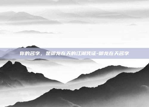 你的名字,是御龙在天的江湖凭证-御龙在天名字