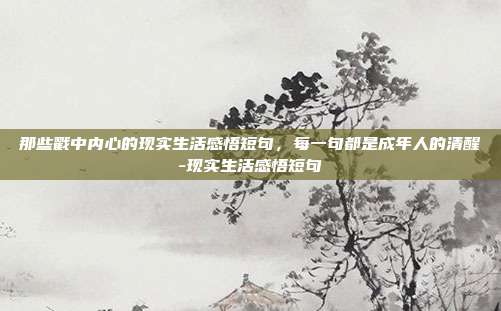 那些戳中内心的现实生活感悟短句,每一句都是成年人的清醒-现实生活感悟短句
