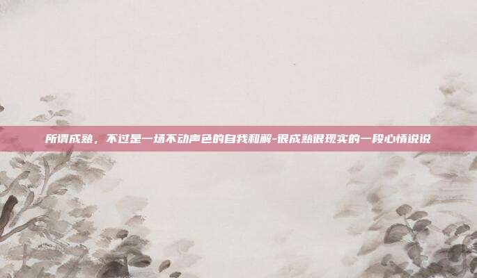 所谓成熟,不过是一场不动声色的自我和解-很成熟很现实的一段心情说说