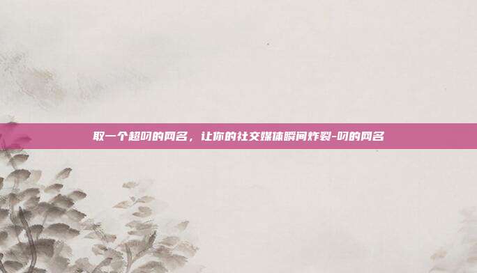 取一个超叼的网名,让你的社交媒体瞬间炸裂-叼的网名