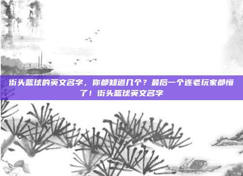 街头篮球的英文名字,你都知道几个?最后一个连老玩家都懵了!街头篮球英文名字