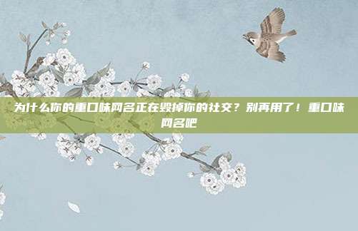为什么你的重口味网名正在毁掉你的社交?别再用了!重口味网名吧