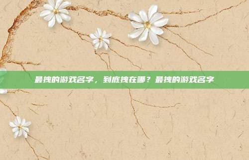 最拽的游戏名字,到底拽在哪?最拽的游戏名字