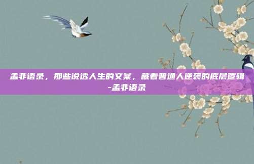 孟非语录，那些说透人生的文案，藏着普通人逆袭的底层逻辑-孟非语录