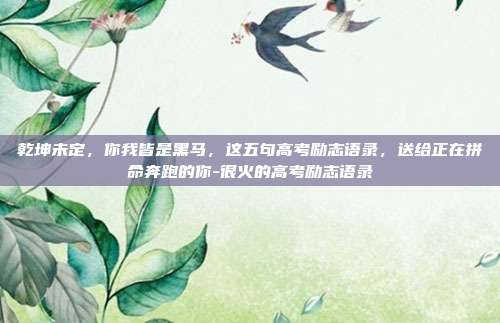 乾坤未定,你我皆是黑马,这五句高考励志语录,送给正在拼命奔跑的你-很火的高考励志语录