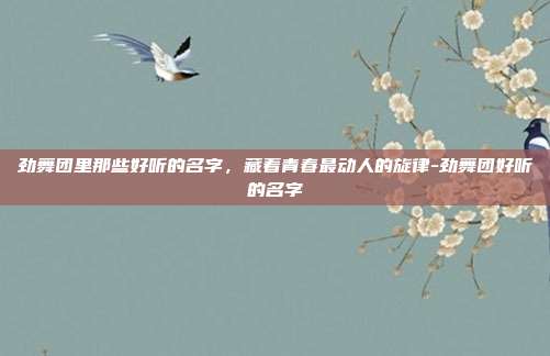 劲舞团里那些好听的名字，藏着青春最动人的旋律-劲舞团好听的名字