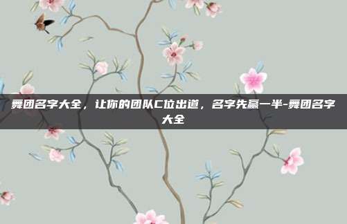 舞团名字大全，让你的团队C位出道，名字先赢一半-舞团名字大全