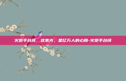 火炬手台词，这束光，是亿万人的心跳-火炬手台词