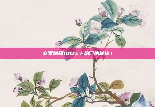 文案秘籍100%上热门的秘诀！