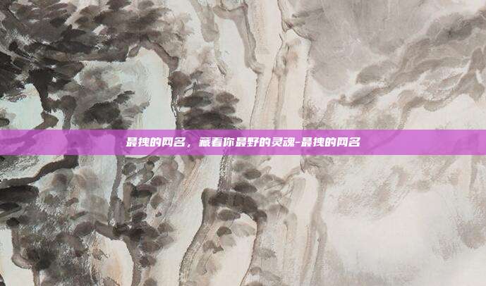 最拽的网名，藏着你最野的灵魂-最拽的网名