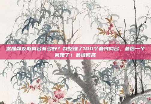 这届网友取网名有多野？我整理了100个最拽网名，最后一个笑喷了！最拽网名