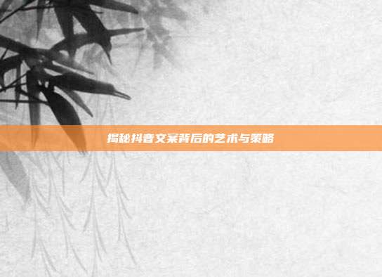 揭秘抖音文案背后的艺术与策略