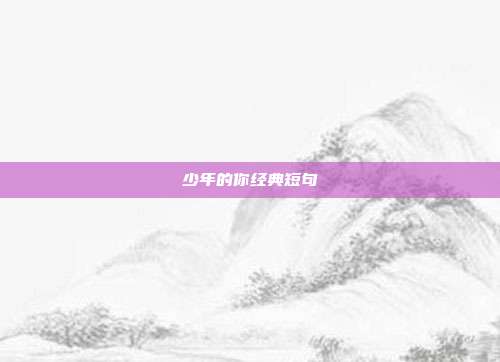 少年的你经典短句