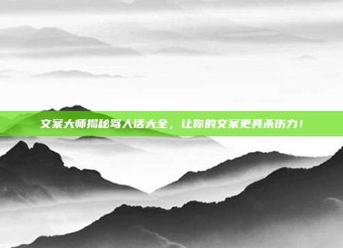 文案大师揭秘骂人话大全,让你的文案更具杀伤力!