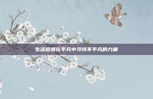 生活感悟在平凡中寻找不平凡的力量