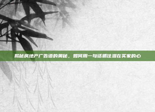 揭秘房地产广告语的奥秘,如何用一句话抓住潜在买家的心