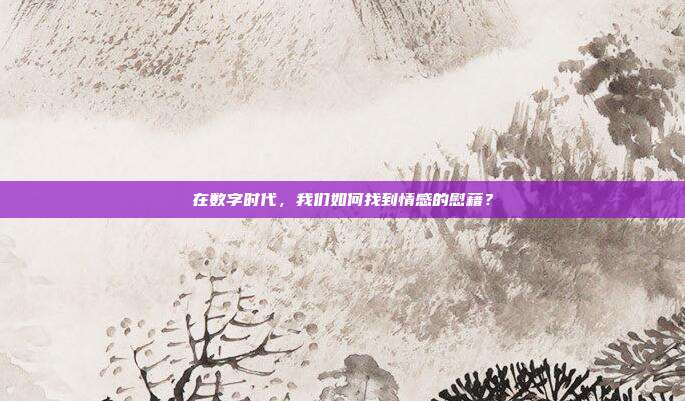 在数字时代,我们如何找到情感的慰藉?