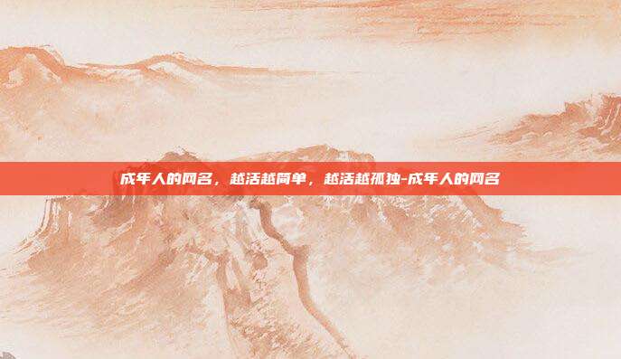 成年人的网名，越活越简单，越活越孤独-成年人的网名