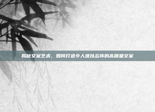 揭秘文案艺术,如何打造令人难以忘怀的高质量文案