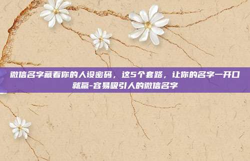 微信名字藏着你的人设密码，这5个套路，让你的名字一开口就赢-容易吸引人的微信名字