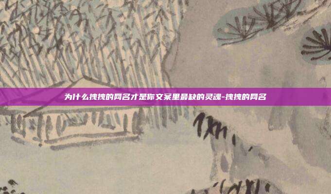 为什么拽拽的网名才是你文案里最缺的灵魂-拽拽的网名