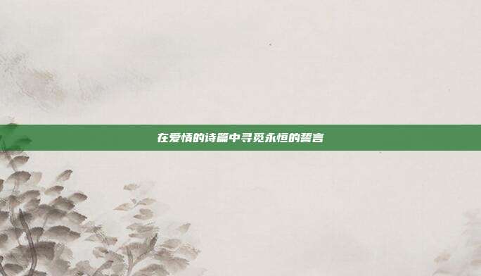 在爱情的诗篇中寻觅永恒的誓言