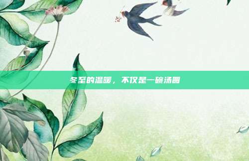 冬至的温暖,不仅是一碗汤圆