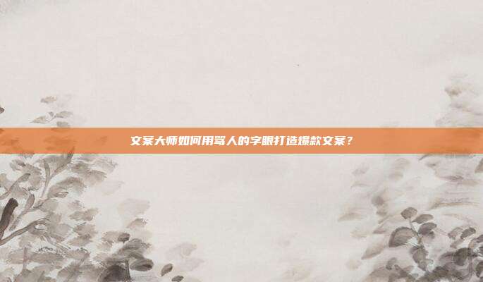 文案大师如何用骂人的字眼打造爆款文案？