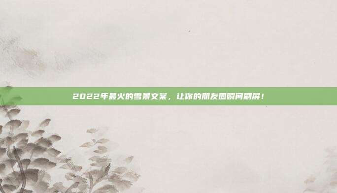 2022年最火的雪景文案,让你的朋友圈瞬间刷屏!