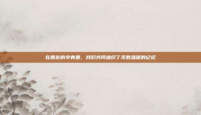 在朋友的字典里,我们共同编织了无数温暖的记忆