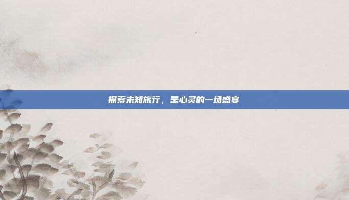 探索未知旅行,是心灵的一场盛宴