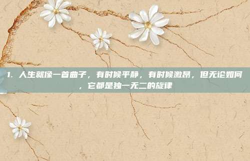 1. 人生就像一首曲子，有时候平静，有时候激昂，但无论如何，它都是独一无二的旋律