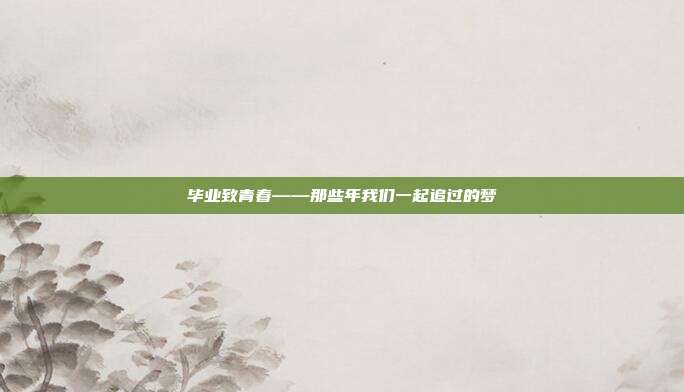 毕业致青春——那些年我们一起追过的梦