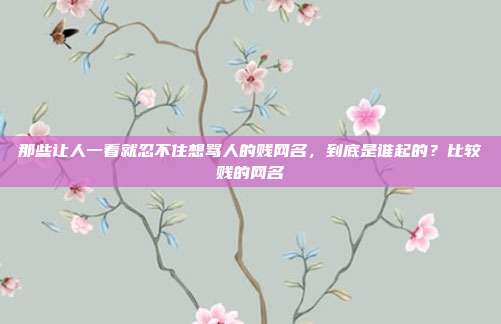 那些让人一看就忍不住想骂人的贱网名，到底是谁起的？比较贱的网名
